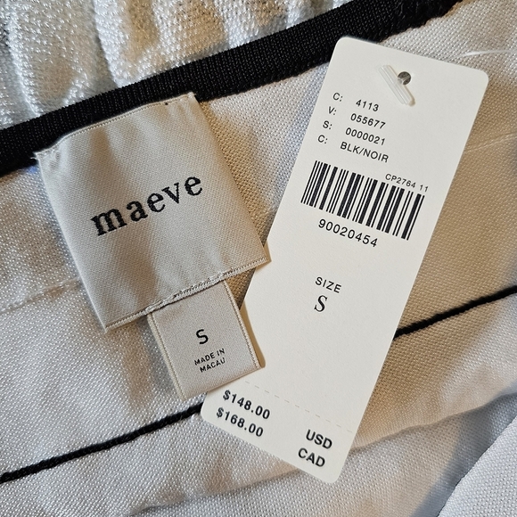 Maeve Anthropologie Women's Halter Ruffle Sweater Tank, Black & White Stripe - Picture 10 of 12